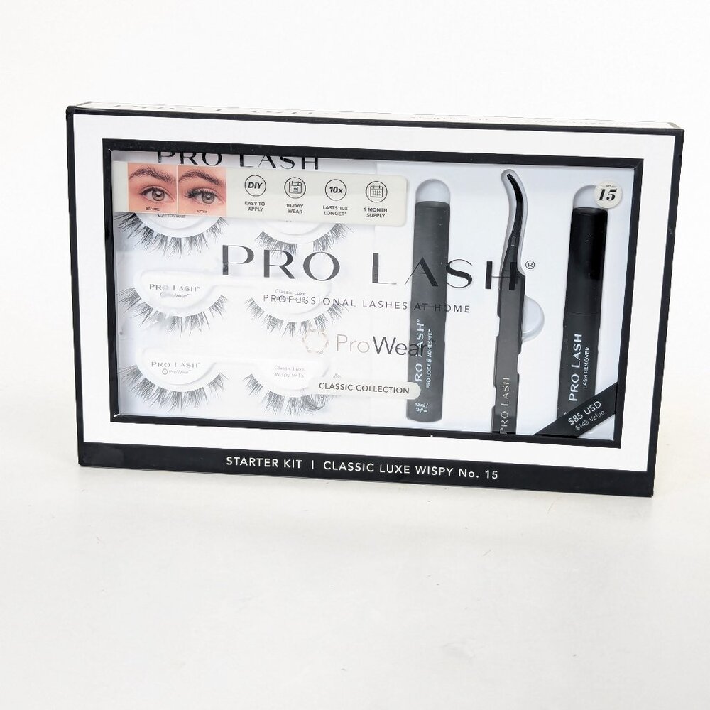 Pro Lash Full Starter Kit - Professionally Styled Lashes at Home - Wispy 15